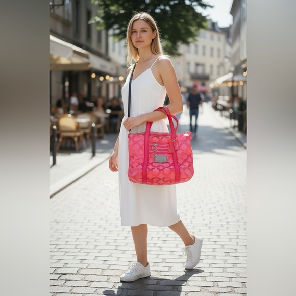 Coach Handbags - Coach Pink Poppy Bag with Two Hang Tags